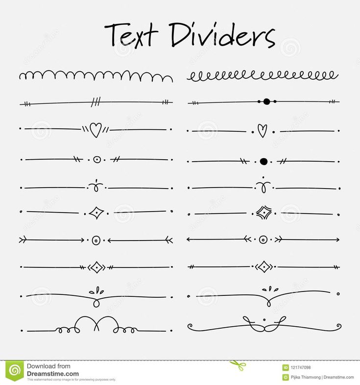 hand drawn text dividers with hearts and arrows on white paper stock photo - image