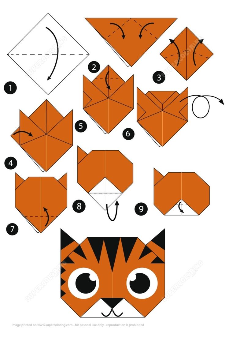 how to make an origami tiger with pictures - step by step instructions for kids