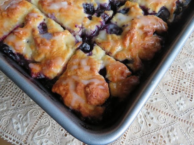 blueberry cobbler sitting on top of a table