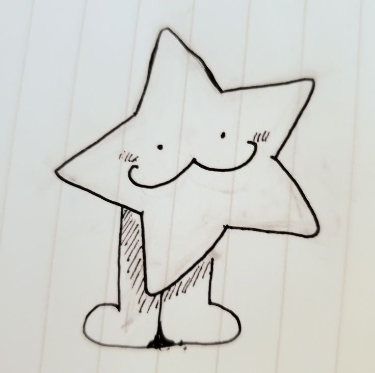 a drawing of a cartoon character with a star on it's head and arms