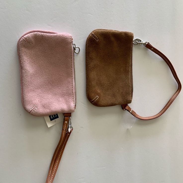 Pink And Beige Suede Wristlets , Zip Top, Never Used, Vintage Gap, Selling As A Pair, Originally Sold For $19 Each, Selling Both For $13, Were Gifts, One Tag On With No Price Ie Old Tags. Casual Everyday Pouch Wristlet, Trendy Brown Wristlet For Everyday, Casual Pink Wristlet For Everyday Use, Casual Wristlet With Wrist Strap, Casual Wristlet With Zipper Closure For Everyday Use, Casual Everyday Wristlet With Zipper Closure, Casual Wristlet With Zipper Closure, Casual Gap Bags For Everyday Use, Brown Wristlet With Zipper For Everyday Use