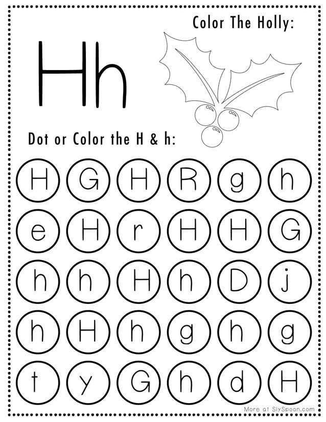 the letter h is for holly coloring page