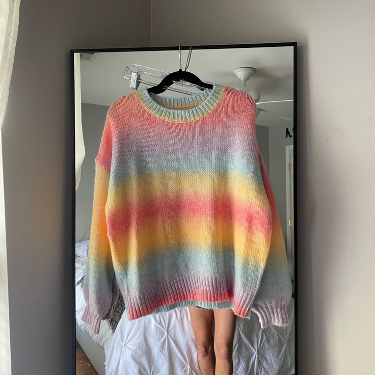 Very Soft Pastel Colorful Sweater In Great Condition, New Without Tags Baggy Sweater, Baggy Sweaters, Pastel Rainbow, Soft Pastel, Orange Pink, Colorful Sweaters, Bright Colors, Pink And Orange, Pink Blue