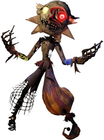 an animated character with red eyes and large arms, holding two spooky hands