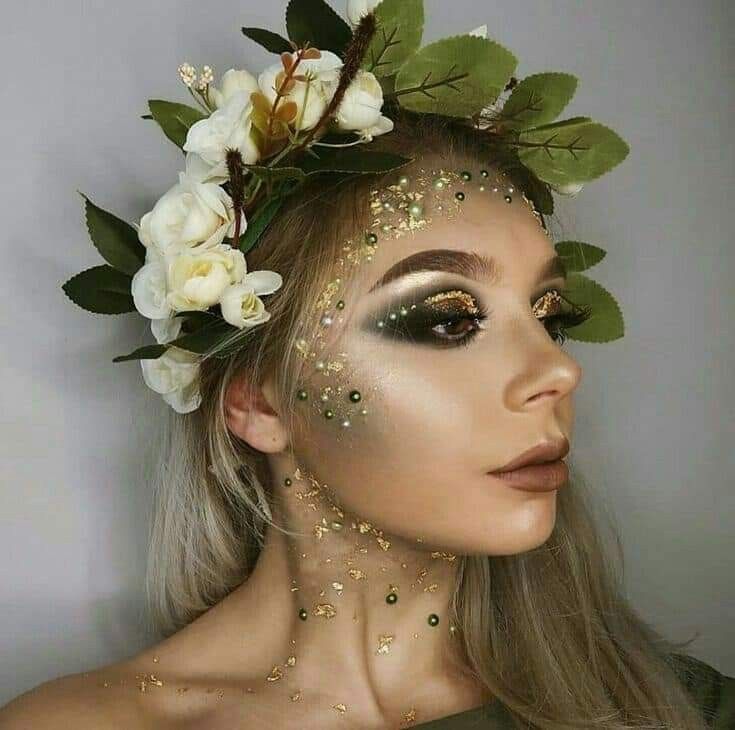 Maquillaje artístico Earthy Goddess, Fairy Make-up, Goddess Look, Makeup Zombie, Fantasy Make-up, Halloweenský Makeup, Halloween Make-up Looks, Festival Make Up, Drag Make-up