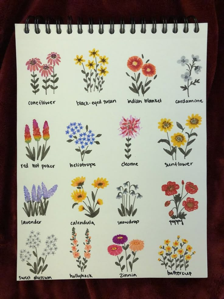 a notebook with flowers drawn on it