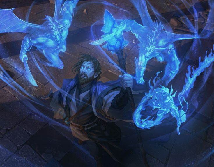 an image of a man holding two blue dragon