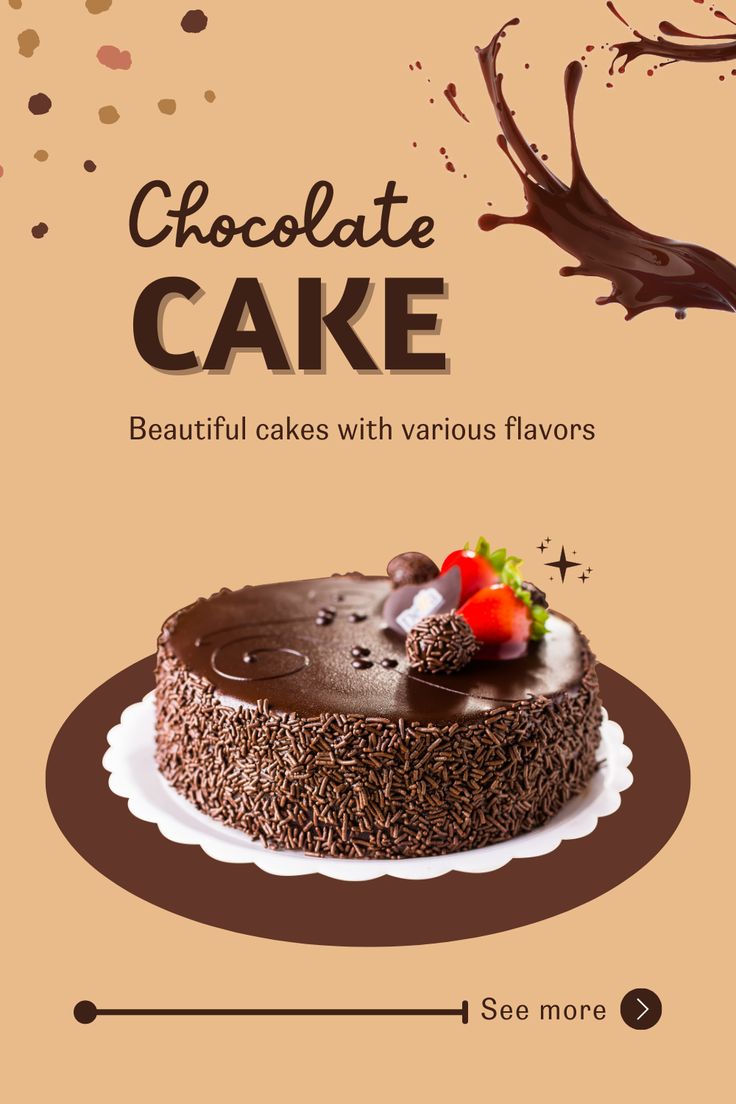 chocolate cake with various flavors on the front and back cover for an advertise