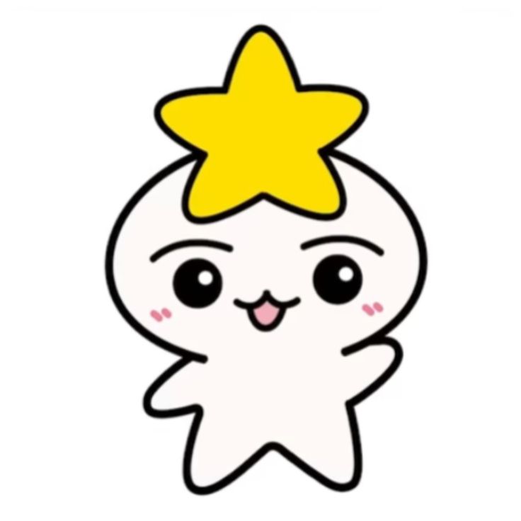 a cartoon character with a yellow star on top of it's head and eyes