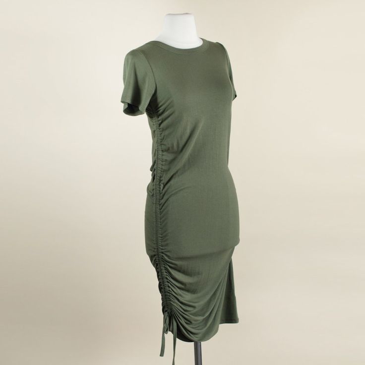 New Dress From Everever, New With Tags, Never Worn! By Allison Joy. Looks Great When It's On, Hugs All The Curves And Has Nicely Placed Ruched Details. Rayon And Spandex Mix. Tags: Allison Joy, Evereve, Ruched, Army Green, Green, Side Ruching, Side Ruched, Summer Dress Casual Midi Dress With Drawstring, Casual Midi Dress With Drawstring For Day Out, Short Sleeve Midi Dress With Drawstring For Summer, Summer Short Sleeve Midi Dress With Drawstring, Summer Midi Dress With Drawstring And Short Sleeves, Casual Green Ruched Midi Dress, Spring Knee-length Midi Dress With Drawstring, Spring Knee-length Drawstring Midi Dress, Casual Fitted Ruched Midi Dress