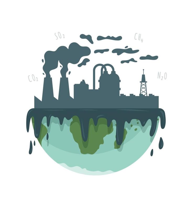 Pollution of nature and ecology. Modern problem. Chemical waste. Vector illustration of a plant with chimneys and smoke Environment Issues Poster, Nature Pollution Art, Greenwashing Illustration, Pollution Graphic Design, Deforestation Illustration, Sustainability Illustration, Pollution Illustration, Pollution Art, Sound Pollution