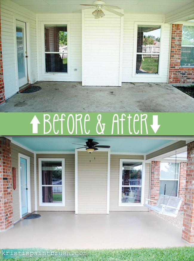 before and after photos of a home's front porch with the words before and after written on it