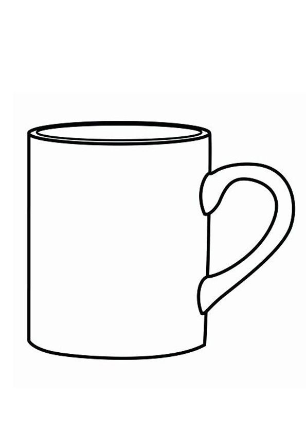 a black and white drawing of a coffee cup