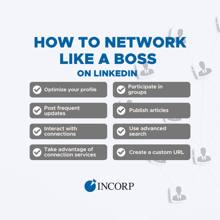 how to network like a boss on linkedin infographical graphic by incorp