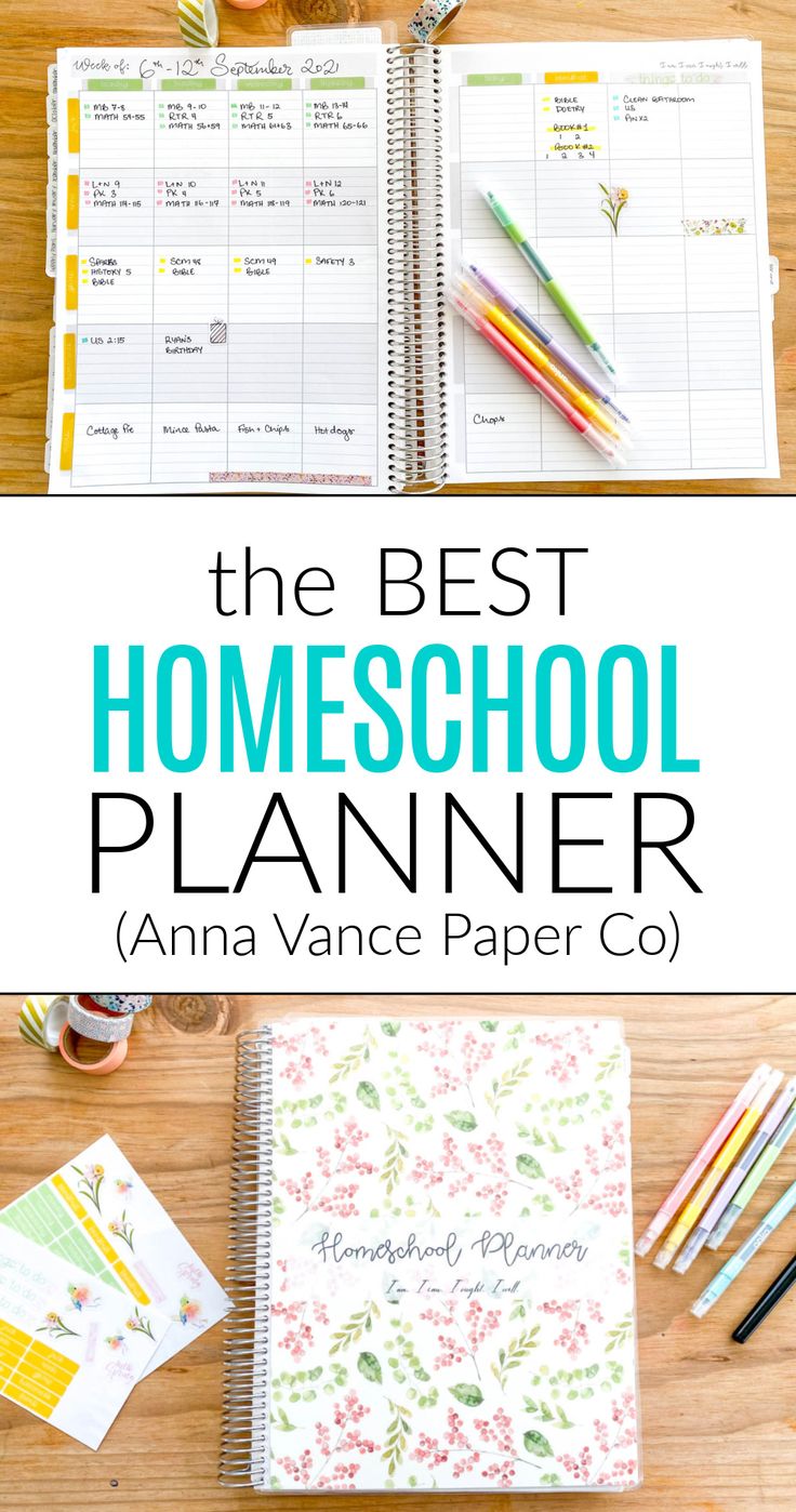 the best homeschool planner with flowers and pencils next to it on a wooden table