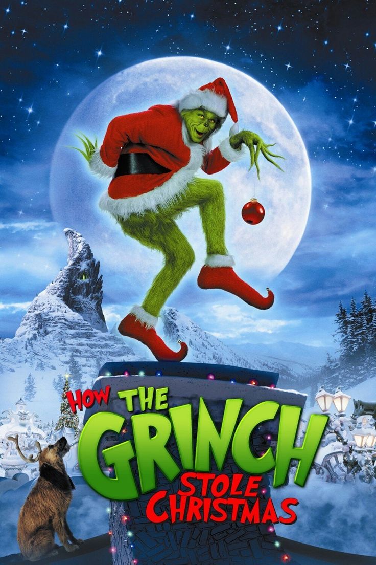 the grinch stole christmas movie poster with santa clause on it's head and his arms in the air