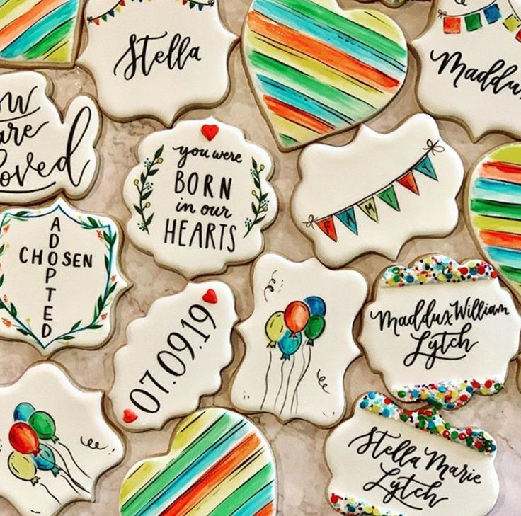 decorated cookies with different sayings on them for someone's special day or birthday