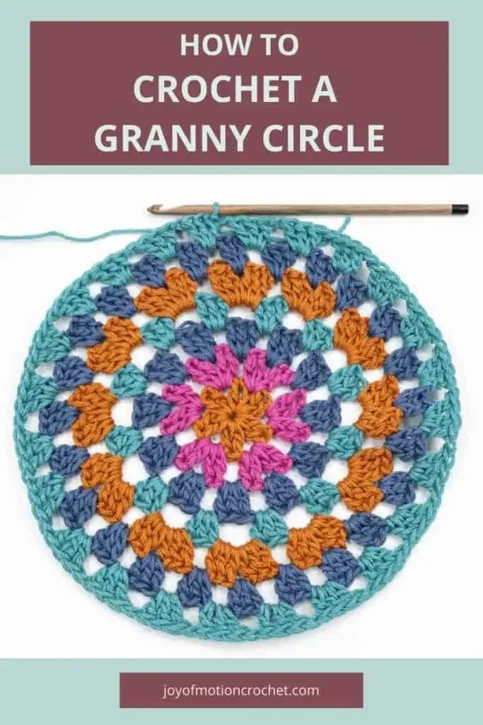 the crochet granny circle with text overlay reading how to crochet a granny