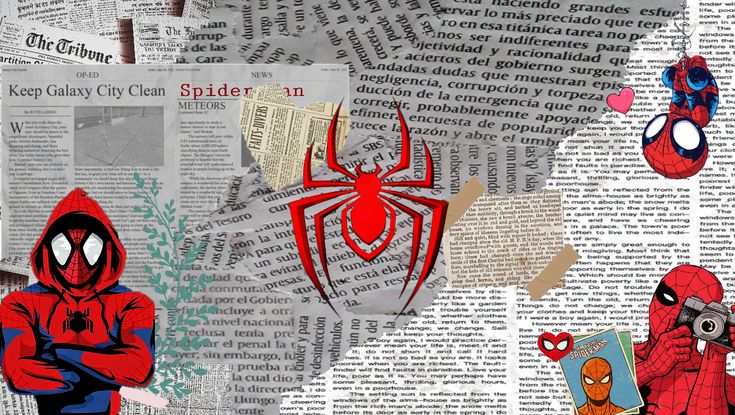 an image of spider man collage on newspaper