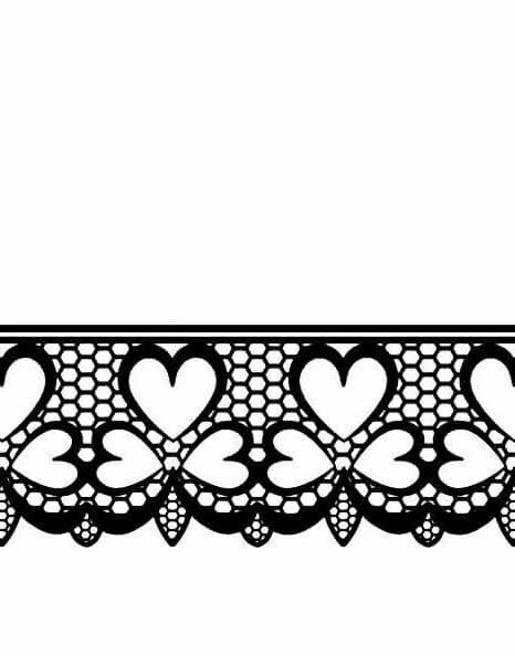 a black and white lace border with hearts