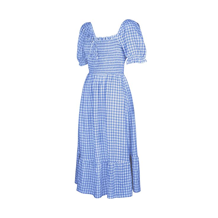 Light Blue Plaid Print Square Neck Midi Dress Light Blue Casual Dress For Picnic, Casual Midi-length Dress For Picnic, Blue Sundress Midi Dress For Picnic, Casual Midi Dress For Picnic, Casual Light Blue Dress For Picnic, Chic Blue Dress For Picnic, Blue Short Sleeve Dress For Picnic, Light Blue Casual Midi Dress For Day Out, Casual Light Blue Midi Dress For Day Out