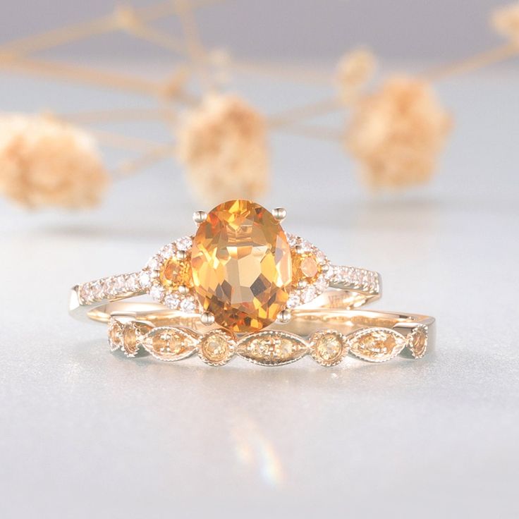 Natural Yellow Citrine Ring, Citrine Engagement Ring, November Birthstone Ring, Art Deco Cirtine Wedding Band, Citrine Ring for Women Unique wedding set,perfect as engagement/wedding ring, birthday or anniversary gift, etc. Engagement Ring ❀gemstone is 6x8mm pear cut natural citrine❀ ❀halo stone: citrine + man made diamond stones,VVS Clarity,AAA❀ ❀925 Sterling Silver,Rose/White/Yellow Gold Plated❀ ❀14/18k Solid White/Rose/Yellow gold❀ Wedding Band ❀Natural yellow citrine❀ ❀925 Sterling Silver,Ro Orange Engagement Ring, Citrine Wedding Ring, Citrine Engagement Ring, Citrine Wedding, Yellow Citrine Ring, Birthstone Engagement Rings, Opal Engagement Ring Set, Citrine Ring Engagement, Solitaire Engagement Ring Settings