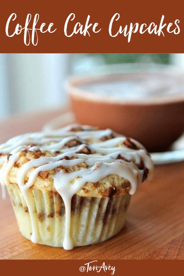 coffee cake cupcakes with icing on top