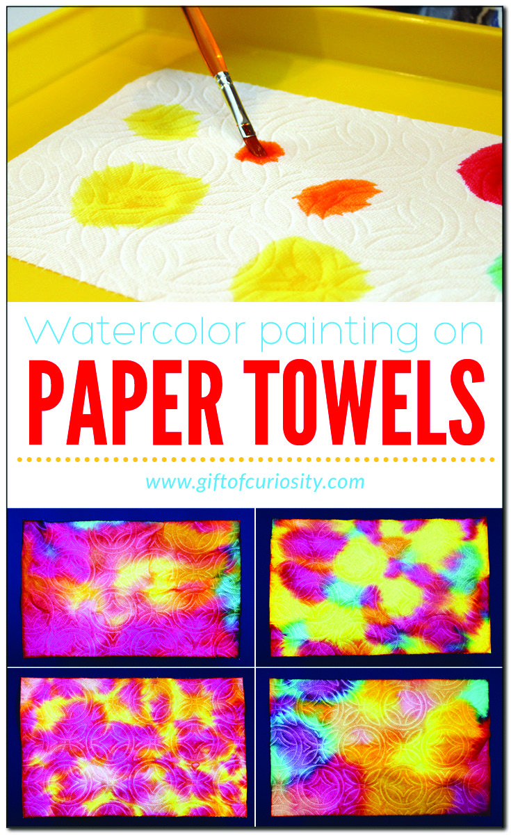 watercolor painting on paper towels is an easy and fun art project for kids to make