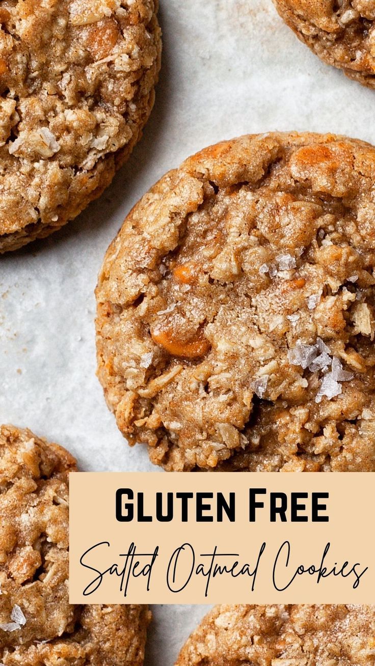 gluten free soft oatmeal cookies on a baking sheet with text overlay