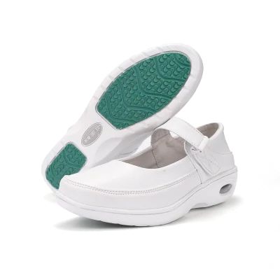 • Upper Material: Split Leather• Toe Shape: Round Toe• Sole Material: Rubber• Closure Type: Hook and Loop• Fit: Fits true to size, take your normal size• Insole Material: Latex• Summer Season• Item # L071• Width Options: B - Medium• Import Product  • Shipping Worldwide White Nursing Shoes, Nursing Work, All Black Shoes, Brand Name Shoes, Buckled Flats, Women's Espadrilles, Nursing Shoes, Leather Flat Shoes, Beige Shoes