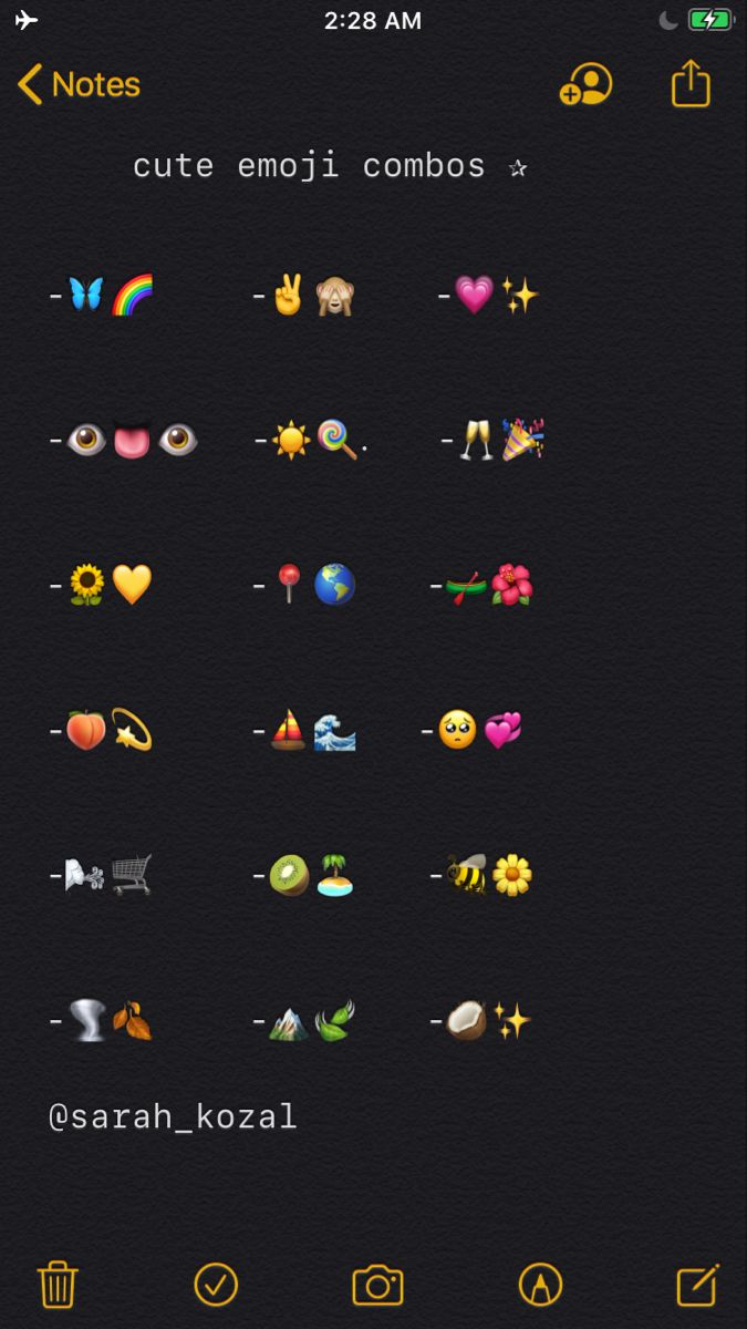 an image of some different icons on a cell phone with the text cute emoji combos