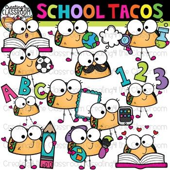 the simpsons character is surrounded by school tacos and other things in this clip art