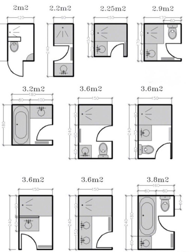 bathroom floor plans with measurements for the size and shape of the shower, toilet, sink