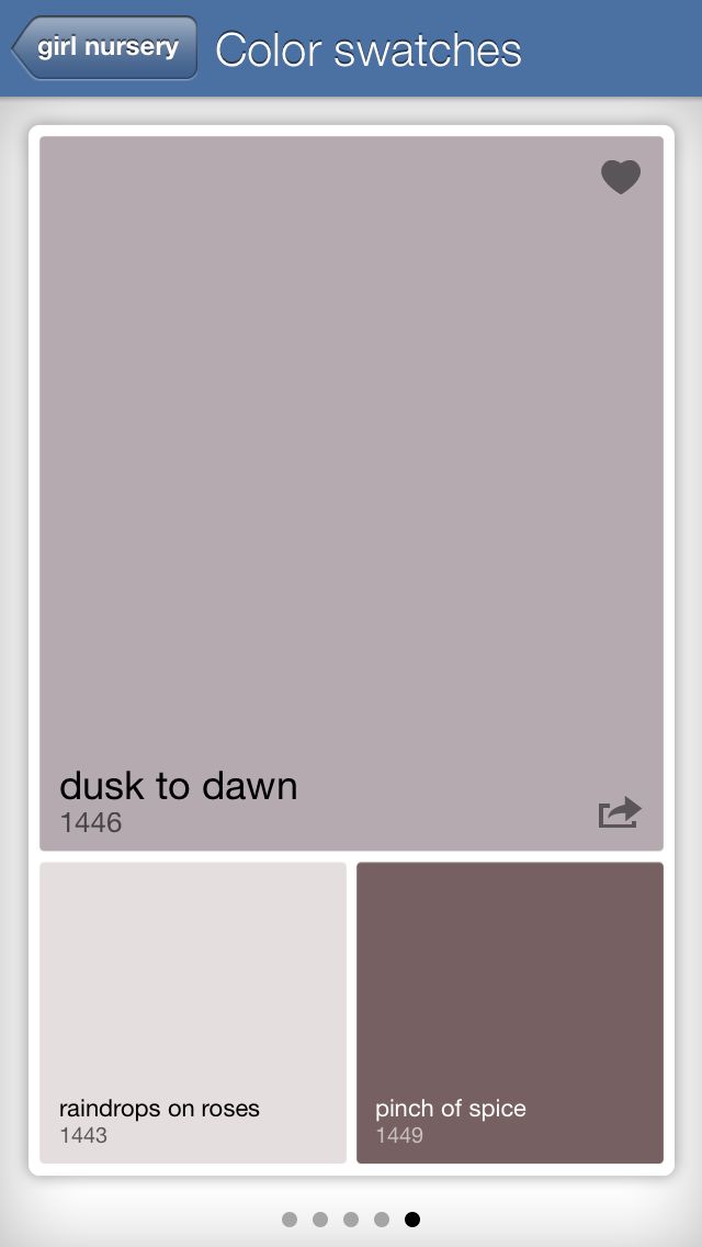 the color swatches are shown in shades of gray, brown and white with hearts on them