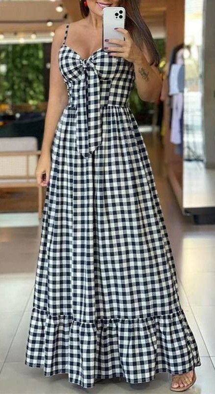 Women Maxi Dresses, Dress Cocktail Party, Gingham Fashion, Modest Dresses Casual, Butterfly Dress, Long Dress Casual, Tie Bow, Dress Cocktail, Women Maxi