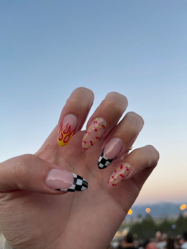 Hot Wheels Nails, Nascar Nails, F1 Nails, Racing Nails, Grey Acrylic Nails, Natural Nail Designs, Queen Nails, Hello Nails, Vintage Nails