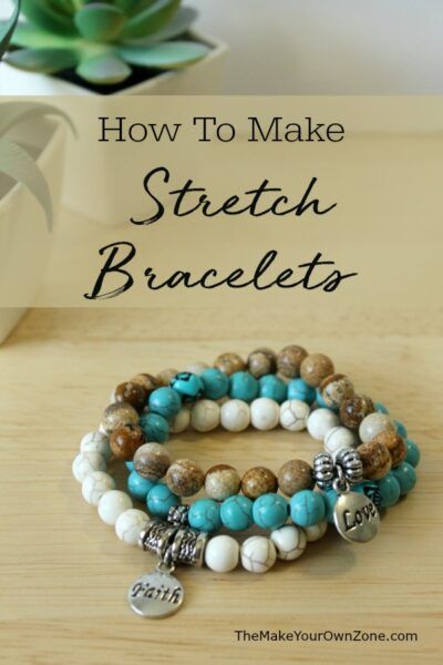 a stack of bracelets with the words how to make stretch bracelets written on them