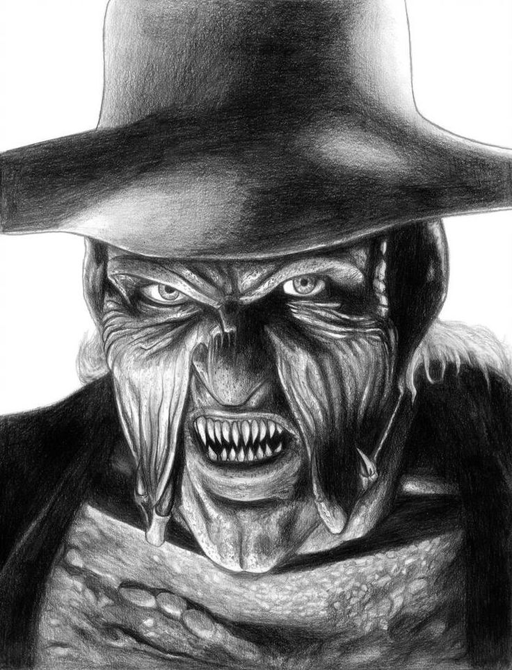 a drawing of a man in a cowboy hat with his mouth open and teeth out