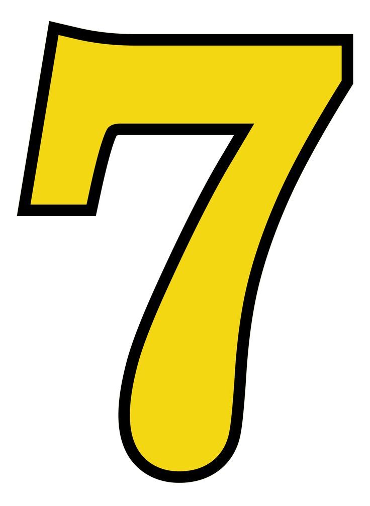 the number seven in black and yellow