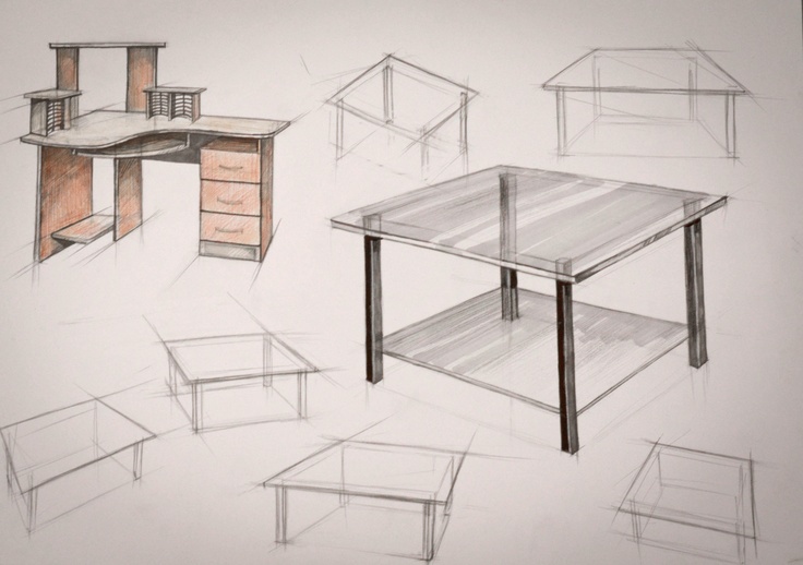 an image of a drawing of desks and drawers