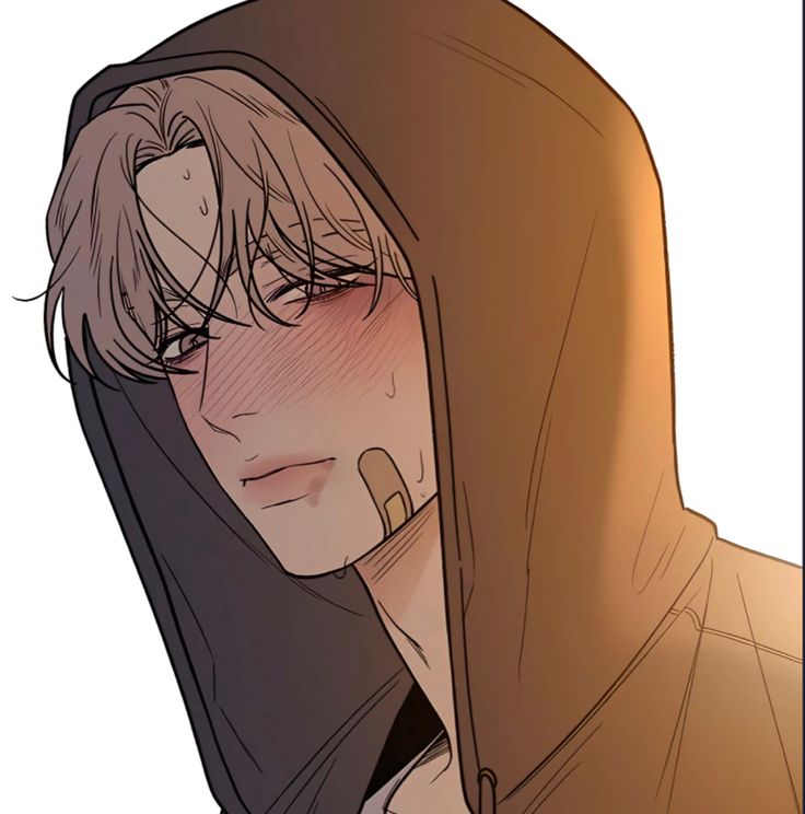 an anime character wearing a hoodie and looking at the camera with his eyes closed