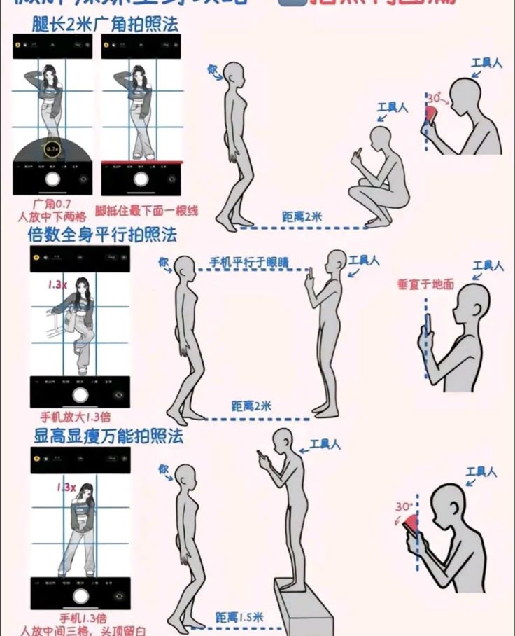 the instructions on how to use an electronic device in different poses and positions, with text below