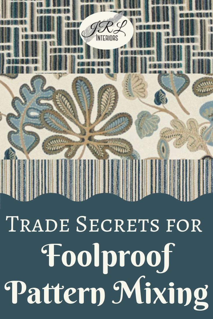 a book cover with the title trade secrets for foolproof pattern mixing, written in blue and