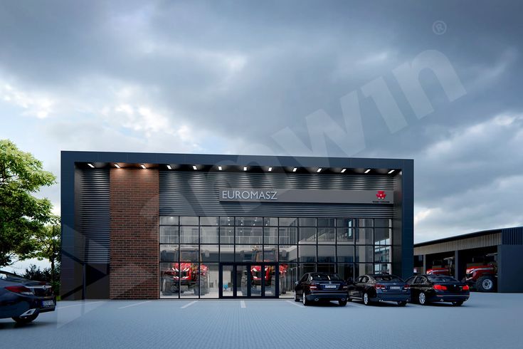 an image of a car dealership with cars parked in front