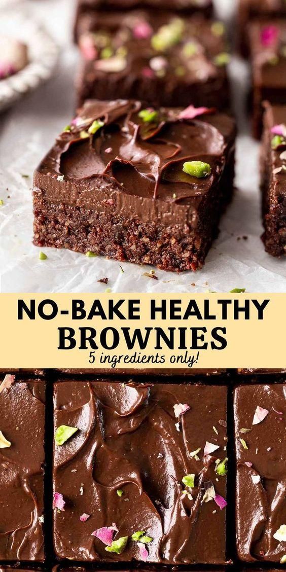 no - bake healthy brownies with chocolate frosting