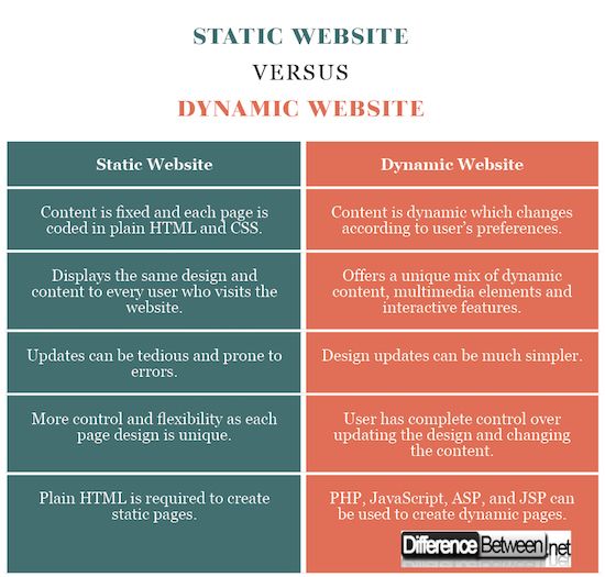 two different types of web traffic versus dynamic website vs dynamic website comparison and comparison between them