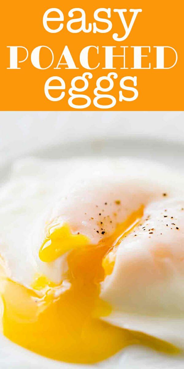 an egg is being cooked on a plate with the words easy poached eggs