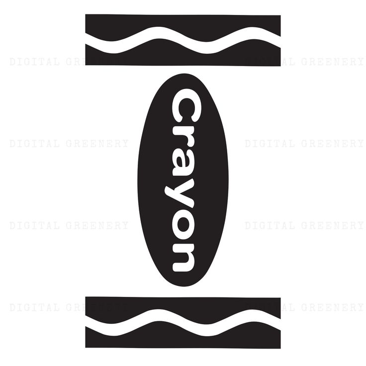 a black and white image of a surfboard with the word crayon on it