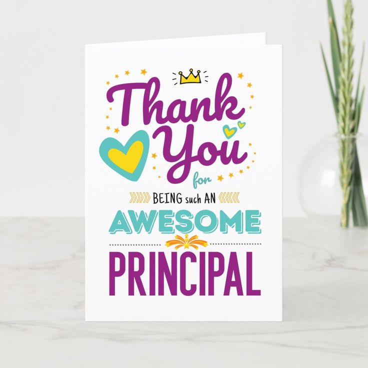 a greeting card with the words, thank you for being an awesome principals on it