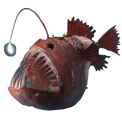 a fish with a light attached to it's back end and its mouth open